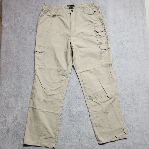 5.11 Tactical Pants Mens 38x33 Beige Cargo Distressed Utility Workwear A2 - Picture 1 of 10